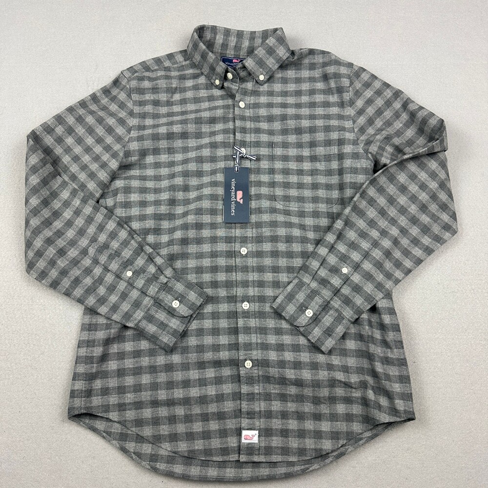 Vineyard Vines Shirt Men Medium Gray Oxford Slim Fit Murray Button Up Pocket M